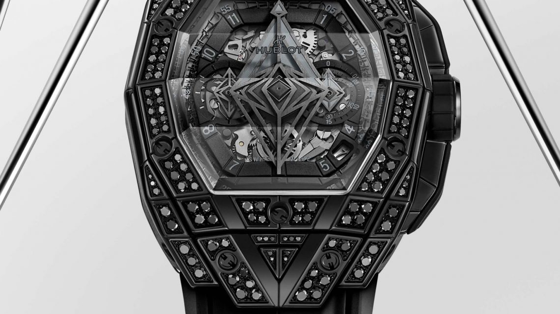 Hublot Spirit of Big Bang Sang Bleu All Black Pavé Replica Orologio Svizzero